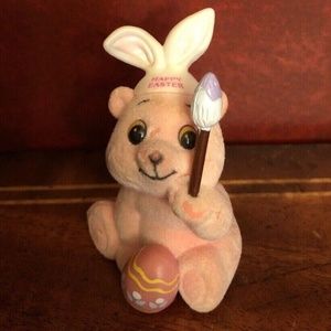 Vintage, bear painting Easter egg figurine, 3"